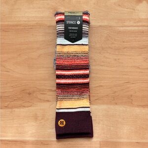 Stance Men's Burgundy and Yellow Striped Snow Socks